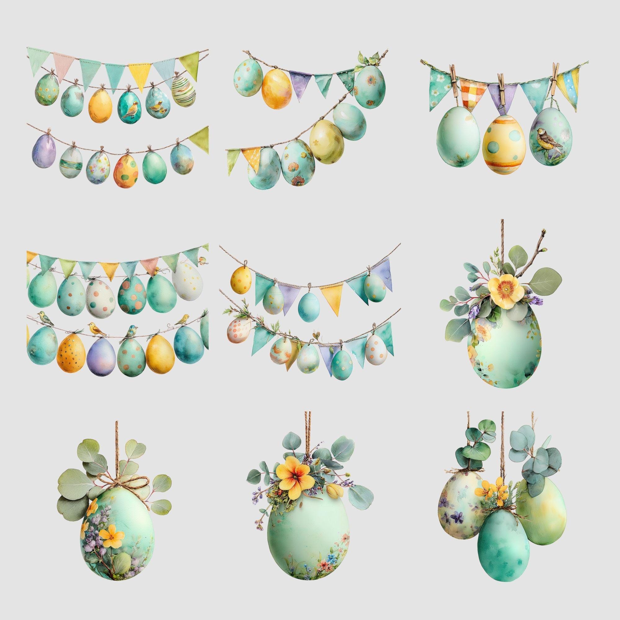 Watercolor Easter Clipart Bundle PNG Transparent Background Commercial ...