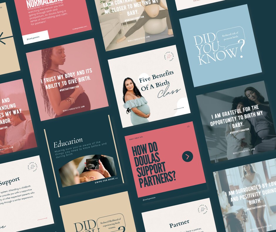 305 Doula Instagram Templates: 175 Posts and 130 Stories Fully ...