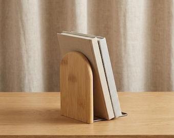 Bamboo Desk Bookend | Book Holder for Home Office Desk