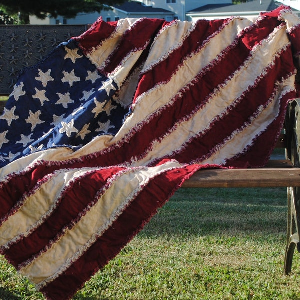 American Flag Rag Quilt