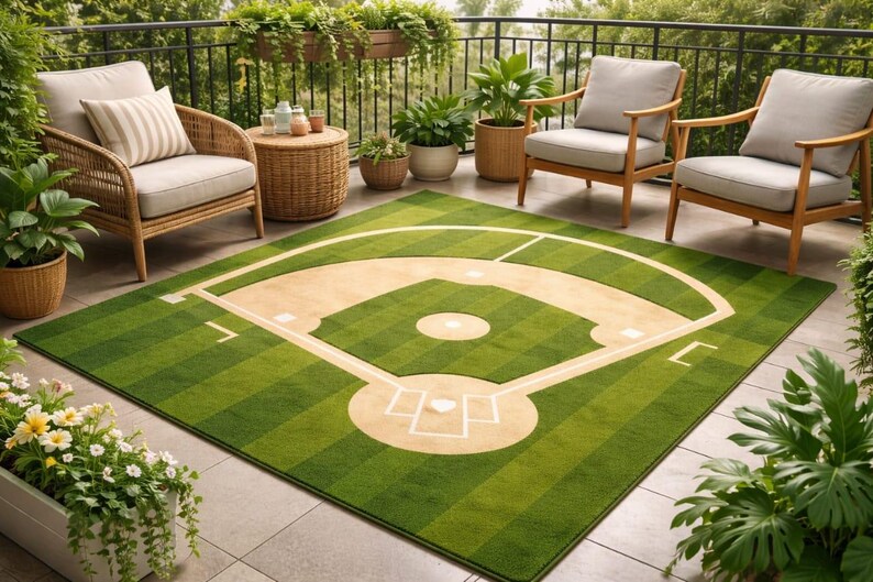 Baseball Field Design Outdoor Area Rug for Balcony & Patio - Etsy