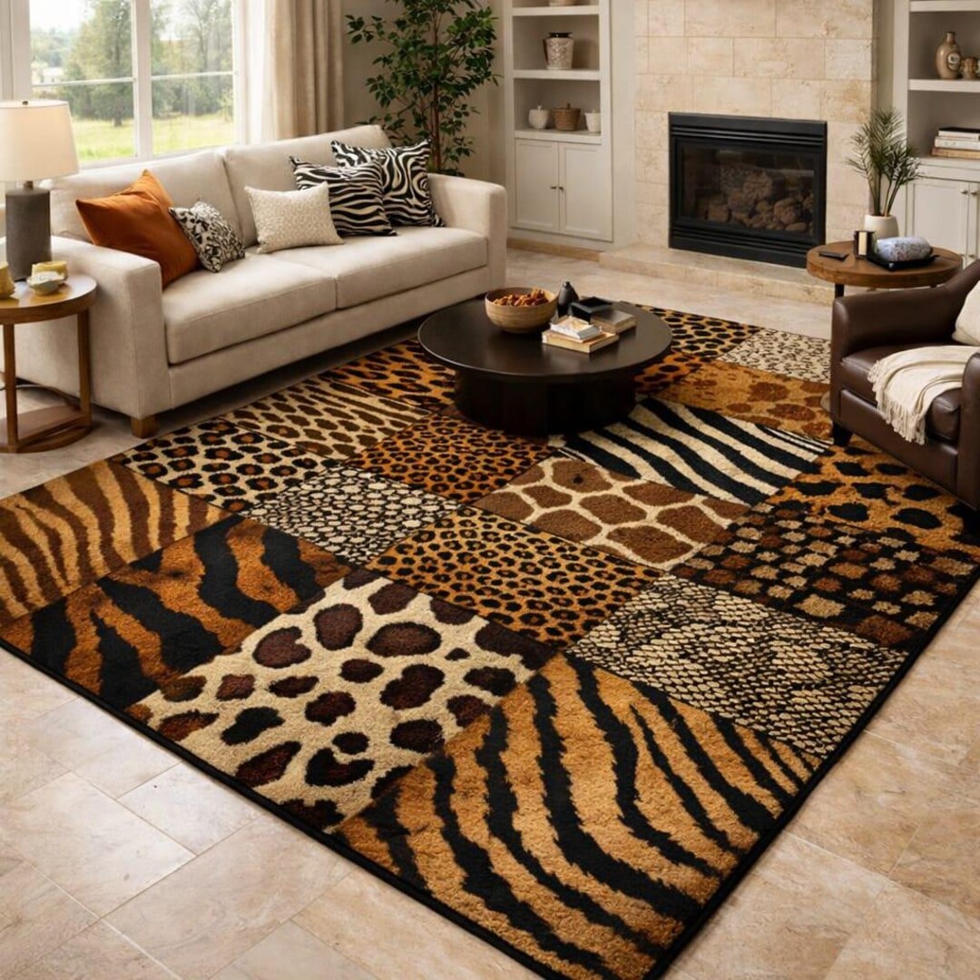 Wild Forever Rug Wild Safari Patchwork Animal Print Area Rug Modern Jungle Inspired ...