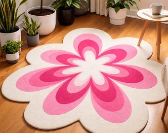 Tappeto a forma di fiore rosa, tappeto floreale per la cameretta dei bambini, tappeti moderni