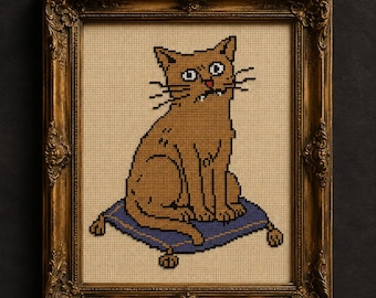 Middeleeuws kattenborduurpatroon (PDF), grappig middeleeuws kattenborduurwerk, middeleeuwse manuscriptkunst, cadeau voor kattenliefhebbers, direct te downloaden