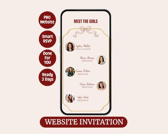 Boho Brautparty Einladung Webseite | Rot Bögen Junggesellinnenabschied einladen | Romantisches Gold Antwortkarten | Done For You Einladung