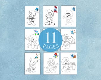Schlümpfe Malseiten, Malvorlagen, Printable Smurf Malvorlagen, Kindergeburtstag Party Aktivität, Sofort-Download PDF, Papa Schlumpf Schlumpfine