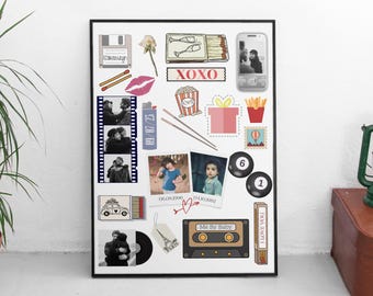 Modernes Streichholzbuch Art Print Ästhetisches Paar Plakat Benutzerdefiniertes Jahrestagsgeschenk für sie Minimalistische Streichholzschachtel-Wand-Dekor-Digitaler Download DIY Geschenk