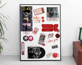 DIY Streichholzbriefchen Art Print, personalisiertes Paar Poster, individuelles Jubiläumsgeschenk für ihn, Retro Streichholzschachtel-Wanddekor, digital druckbares Geschenk