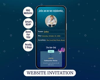 Unter dem Meer Geburtstags-Einladungs-Webseite | Kids Ocean Theme Party Einladen Link | Erster Geburtstag | Done For You Einladung