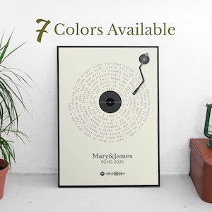 Personalized Song Plaque with Scannable Spotify Code as Modern Vinyl Wall Art Decor