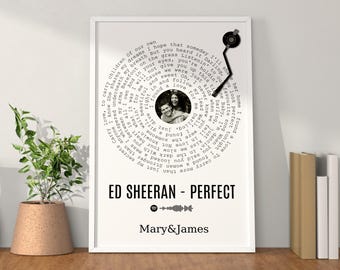 Personalisierte Schallplatte Song Art, benutzerdefinierte Musik Poster mit Foto, Geburtstagsgeschenk für Freund Freundin, digitaler Download Drucke