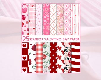 Druckbare Valentinstag Muster, rosa Herzen, rote Punkte, Liebe Scrapbooking Papier, Nahtlos Romantische Hintergründe, DIY