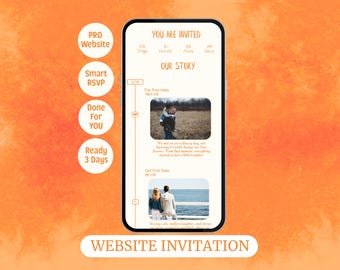 Bestimmungsort Hochzeitseinladung Website | Orange Blumen Digital Save The Date Link | Smartphone elektronische Antwortkarte | Benutzerdefinierte Sommer Hochzeit Web