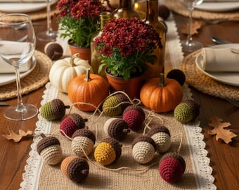 Patron de gland au crochet PDF | Glands amigurumi d'automne, décoration rustique au crochet, glands en feutre de laine de Thanksgiving | Modèle numérique au crochet