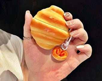 Croissant AirPods Case Silicone with Keychain for AirPods 1 2 3 4 Pro