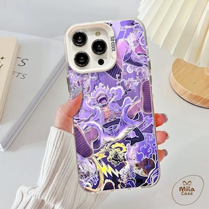 Luxury Luffy Gear 5 iPhone Case IMD Anime Clear Protective Cover for iPhone 11 until 16 Pro Max