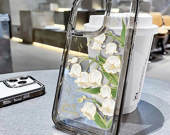 Luxe tulp doorzichtig iPhone-hoesje - glanzende bloemen, schokbestendige harde achterkant transparante telefoonhoes