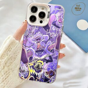 Luxury Luffy Gear 5 iPhone Case IMD Anime Clear Protective Cover for iPhone 11 until 16 Pro Max