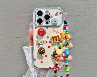 Niedliche iPhone-Hülle mit Perlenmuster – Weiche, stoßfeste Kameraschutzhülle im Kawaii-Stil