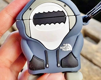 Cute Shark AirPods Case Silicone, Cartoon Animal Cover with Keychain for AirPods 1 to 4, Pro & Pro 2