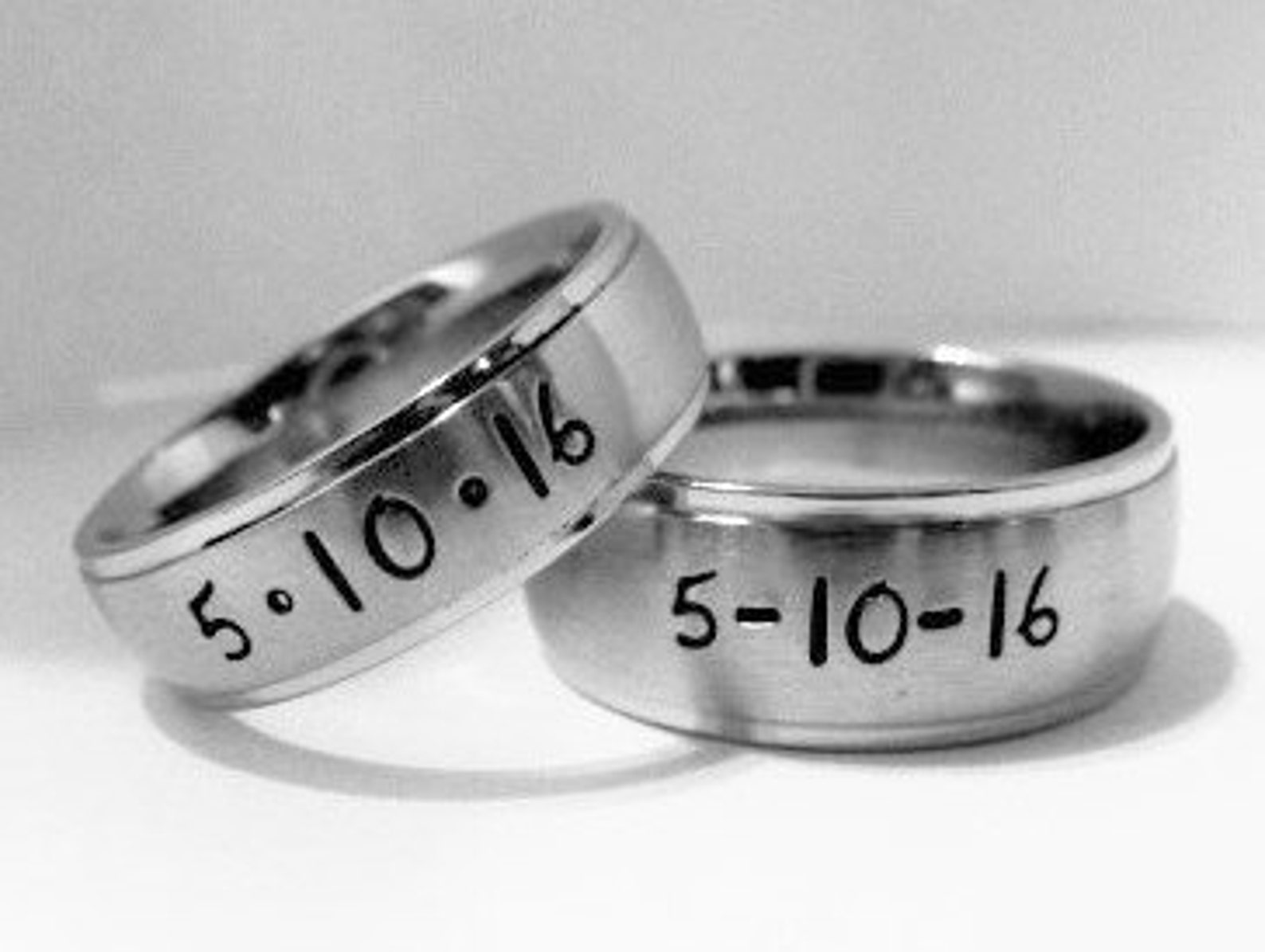 Matching Set of Personalized Rings Brushed Finish Stainless Etsy