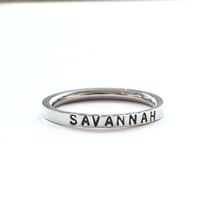 Mothers day ring/silver name ring/childs name ring/mom ring/ring for mom/four name ring/skinny name ring/name ring stackable/thin name ring