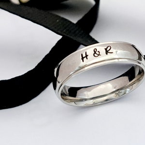 Mens stainless steel name ring, mens personalized engraved custom name ring, mens promise ring, fathers name ring, dad name ring, name ring