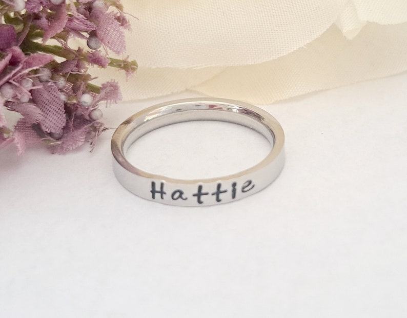 Mom name ring, multiple name ring. personalized ring. mom of 3 name rings. Silver name ring, stacking name ring, custom stacking name ring image 4