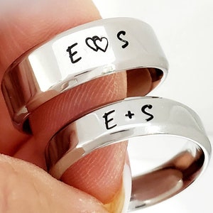 Custom name ring set/couples matching name rings/custom wedding bands/comfort fit name ring/personalized name rings/matching name ring set
