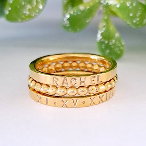 Gold personalized stacking name rings/Dainty name ringsMom name rings/Mimamalist names/Name rings/Name ring set/Mom ring set/Stacking rings