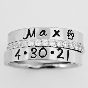 3 pc. set,Personalized stacking rings, Mom's ring, Eternity Band, Name ring, stacking name rings, wedding ring, CZ ring,Inspired ring, image 6