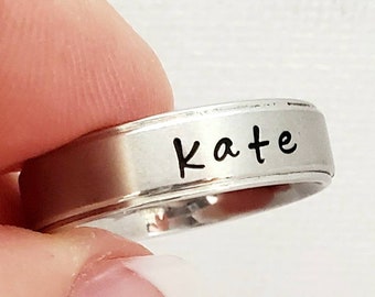 Name ring, Personalized ring, custom ring, Hand stamped ring, custom wedding band, personalized name ring, mother's ring, custom name ring