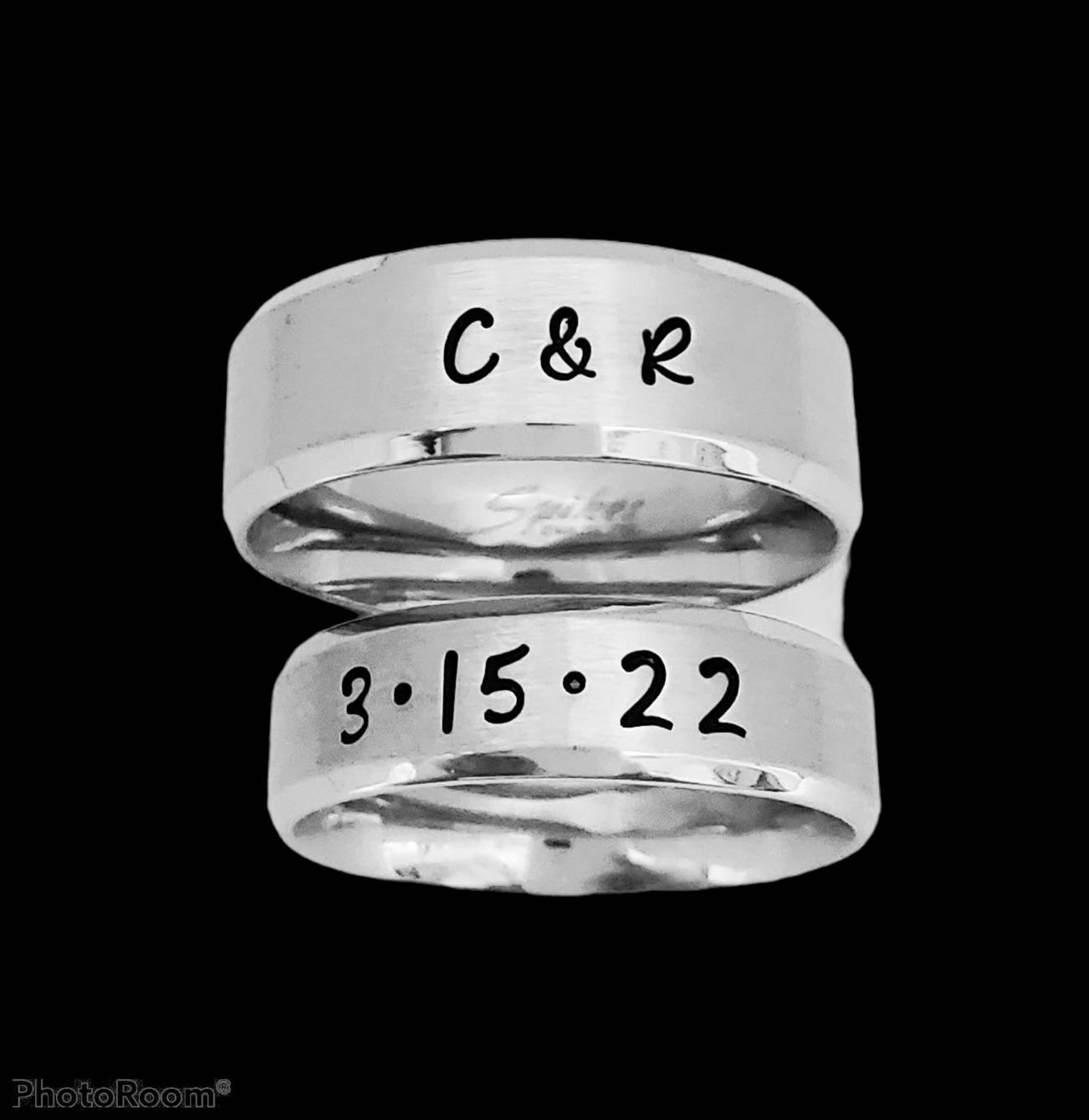 Matching Set of Personalized Rings Couples Rings His & Her Etsy