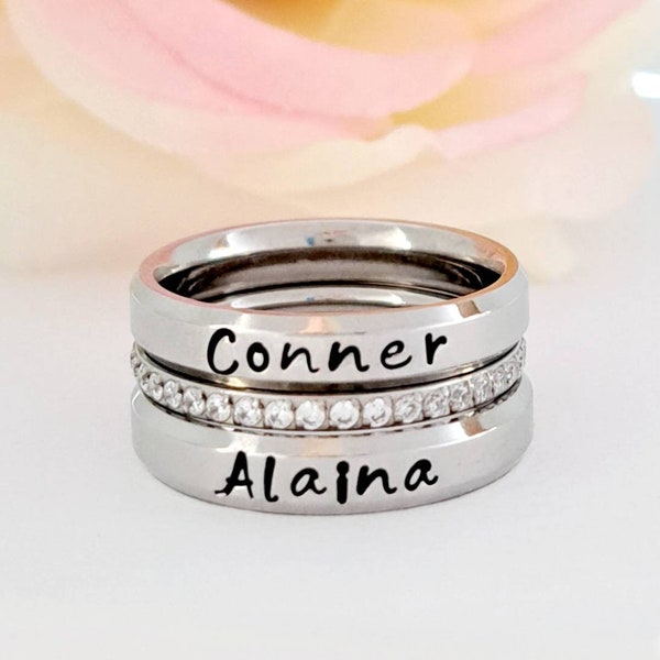 Mom personalized ring/Mom Name Ring/Promise Ring/Stacking Name Ring/Hand Stamped Rings/Personalized Jewelry/New Mom Ring/Name ring set