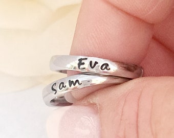 Mom name ring/Girls name ring/petite name ring/petite stacking ring/personalized name ring/stacking name ring/custom name ring/thumb ring