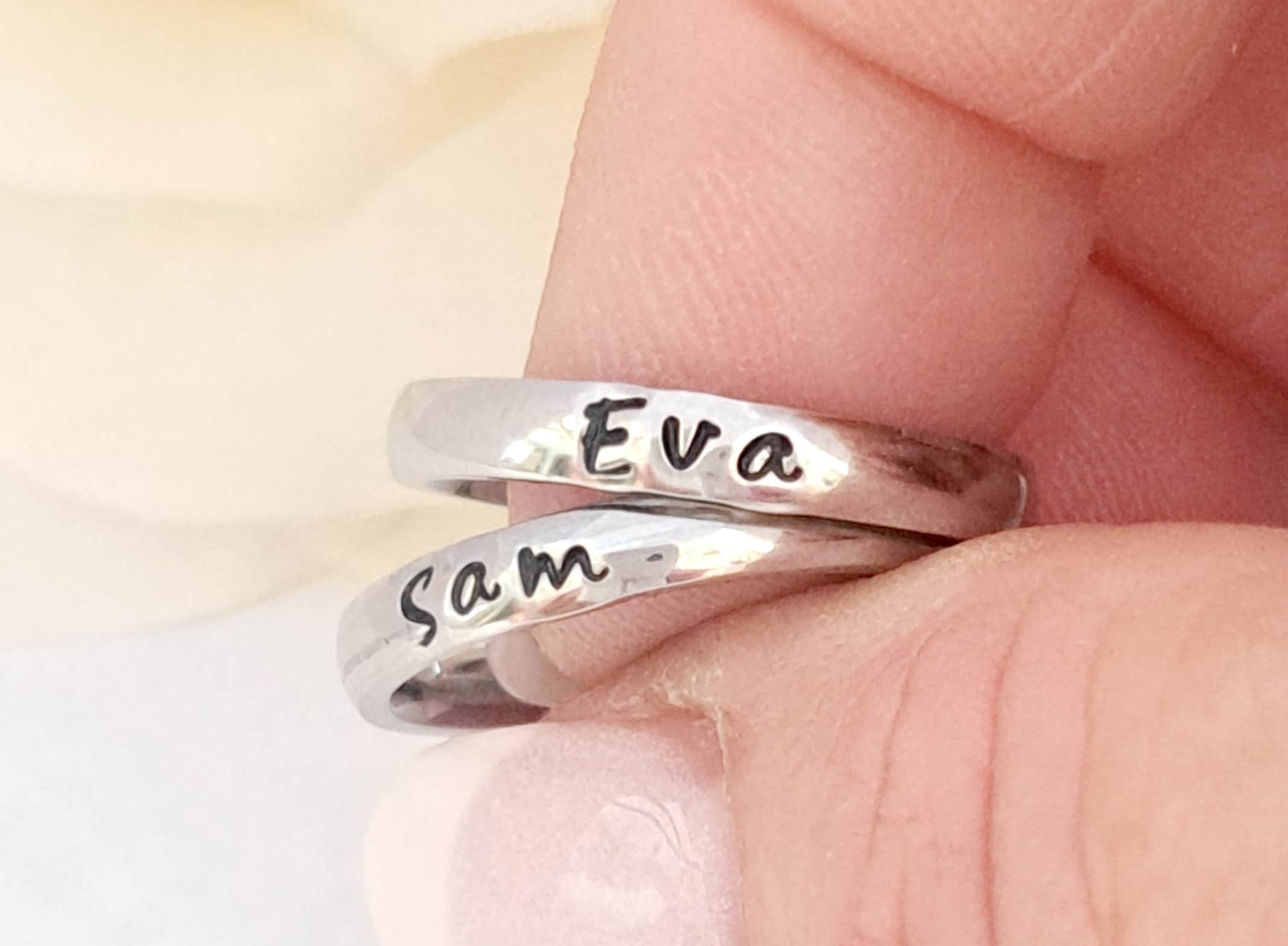 Mom name ring/Girls name ring/petite name ring/petite stacking ring/personalized name ring/stacking name ring/custom name ring/thumb ring