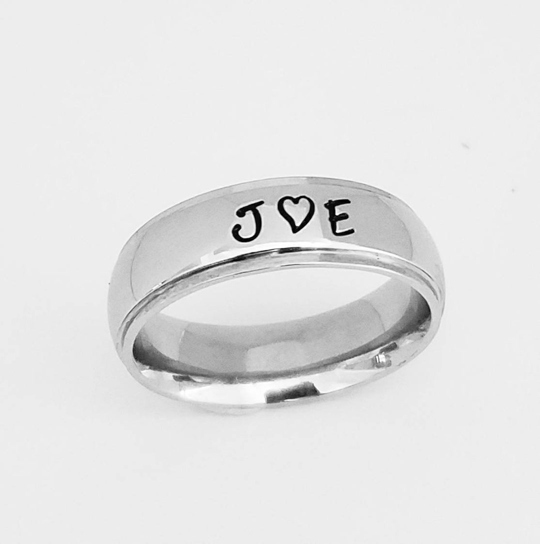 Mens Stainless Steel Name Ring Mens Personalized Engraved Etsy
