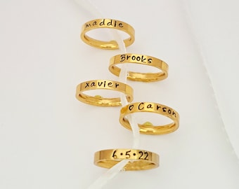 Gold name ring/custom gold name ring/personalized name ring/mom name ring/kids name ring/stacking gold name ring/hand stamped name ring