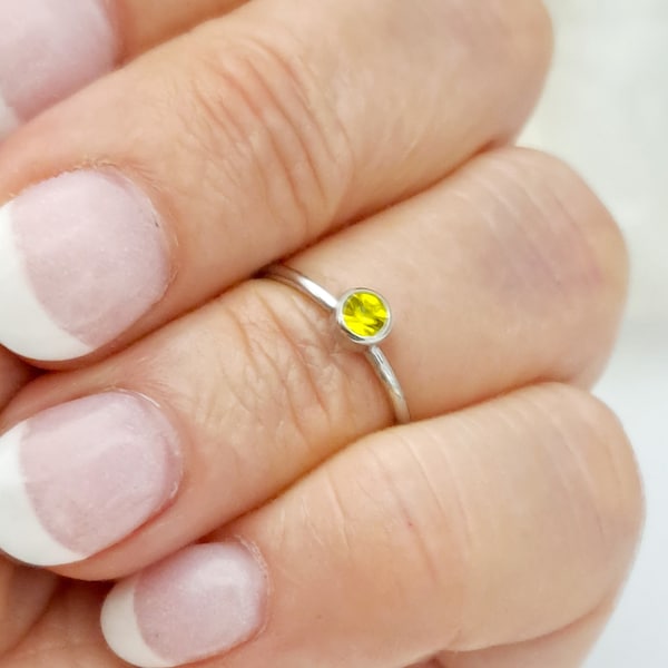 Girls birthstone ring. Baby girl ring. Birthday ring. Daughter ring. Birthday gift for girl. Petite birthstone ring. Midi ring.Birthday ring