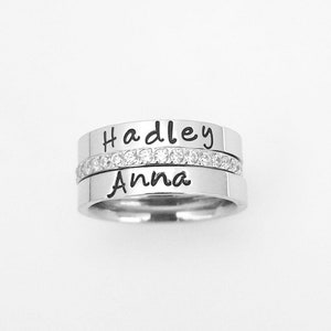 3 pc. set,Personalized stacking rings, Mom's ring, Eternity Band, Name ring, stacking name rings, wedding ring, CZ ring,Inspired ring, image 8