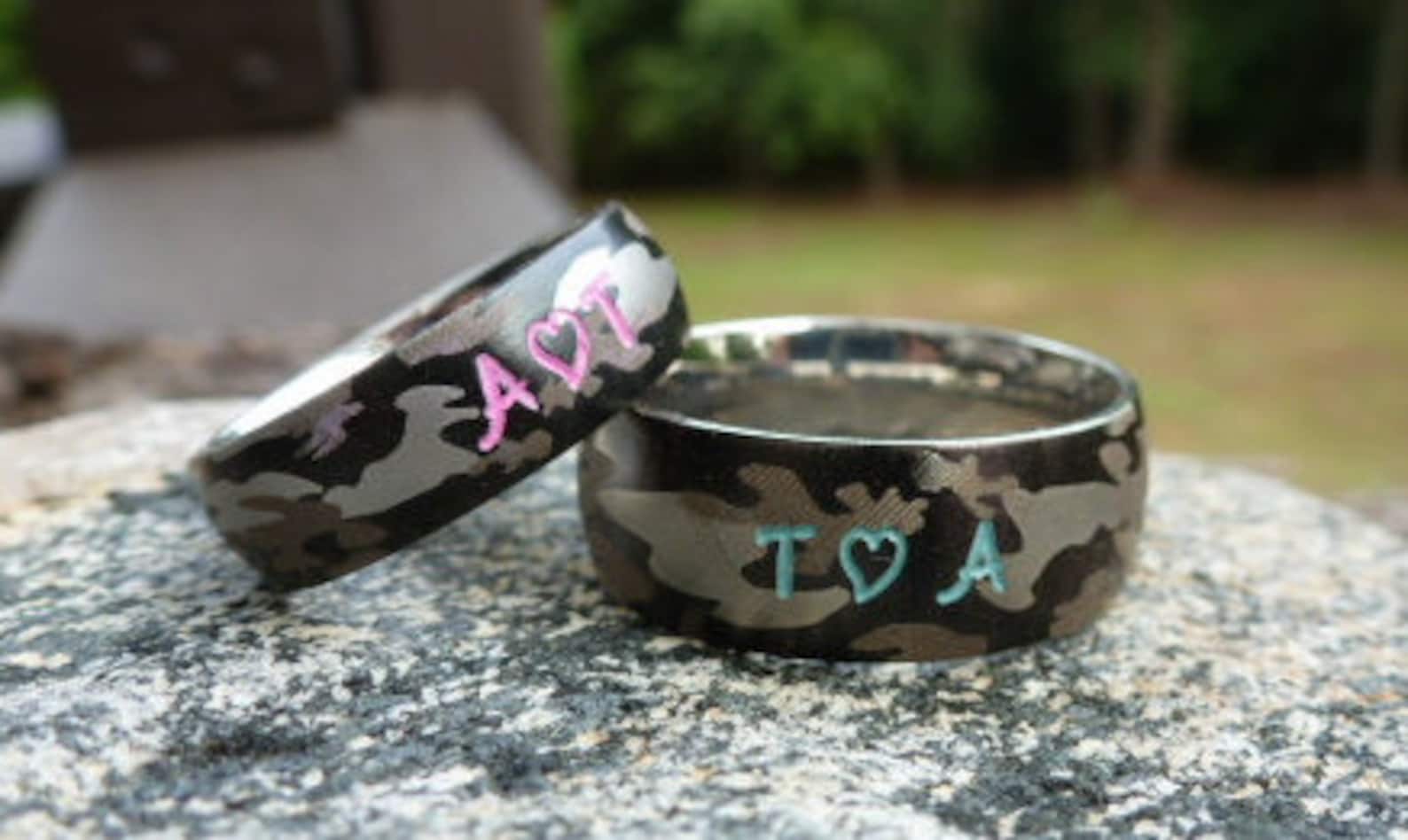 Camo Ring Set/camouflage Wedding Ring Set/custom Wedding Etsy