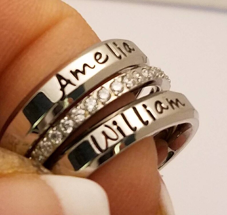 Name Ring Personalized Stacking ring Stacking Mother's Etsy