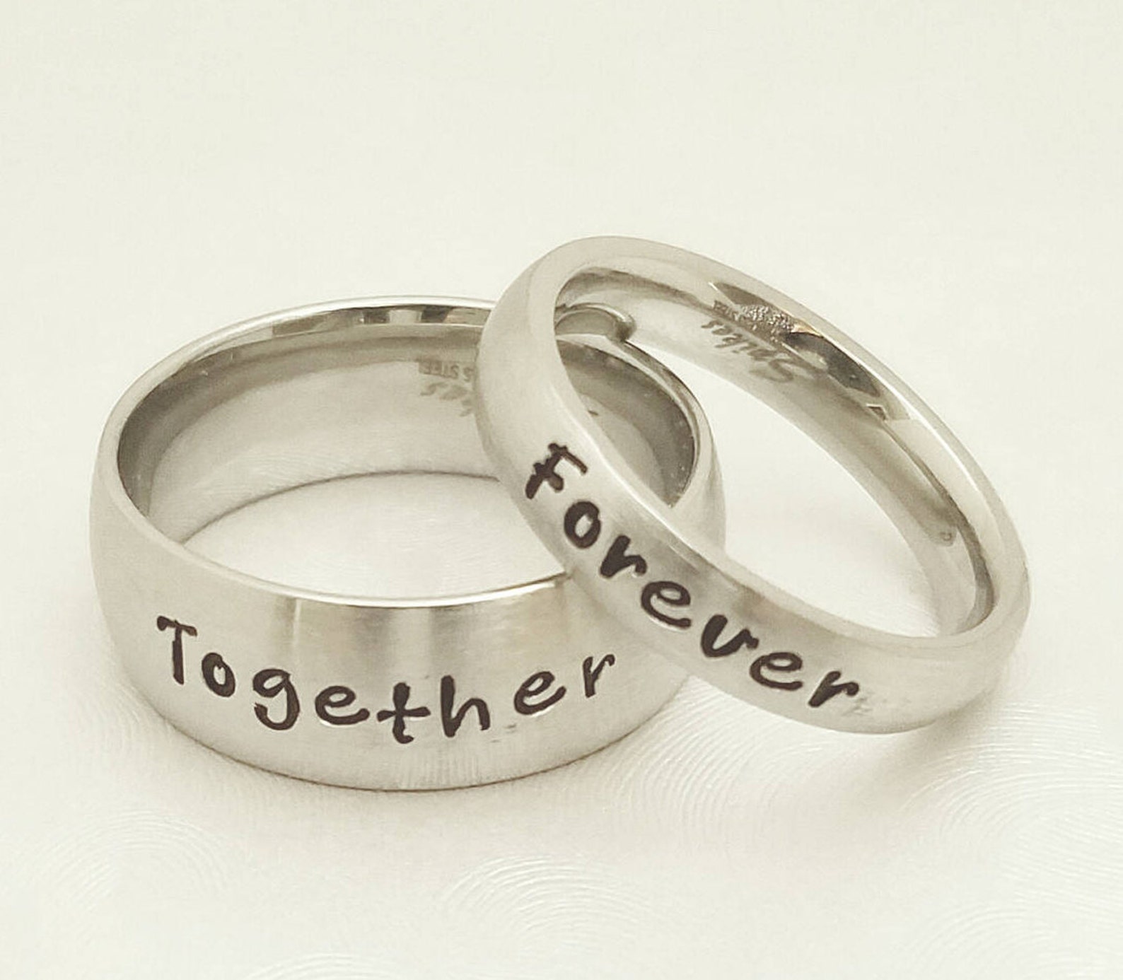 Couples Engraved Rings Couples Rings His & Her Ring Set Etsy
