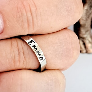 Mom name ring, multiple name ring. personalized ring. mom of 3 name rings. Silver name ring, stacking name ring, custom stacking name ring image 5