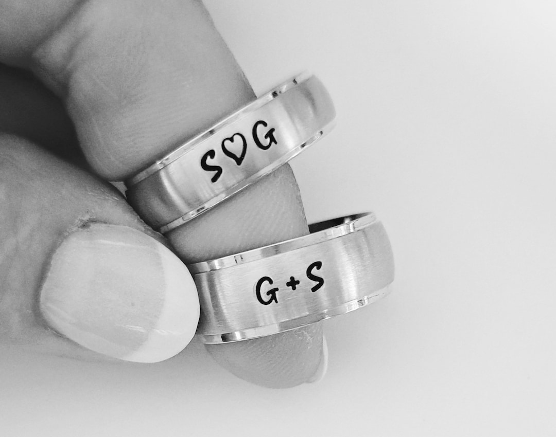 Personalized Couples Ring Set/custom Wedding Bands/stainless Steel Name ...