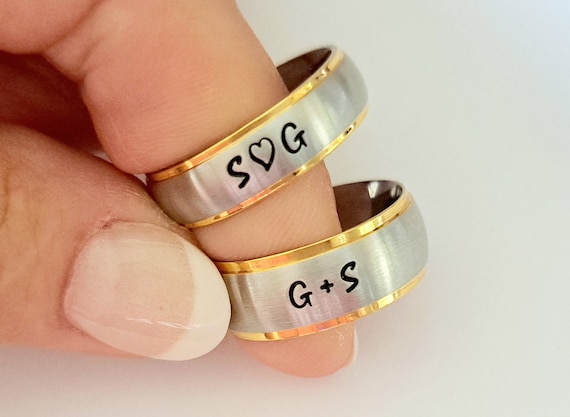Unique Couple Ring, Personalized Promise Rings for Couples, Trendy Matching Couple  Ring, Custom Engraved Matching Wedding Bands, Love Bands - Etsy