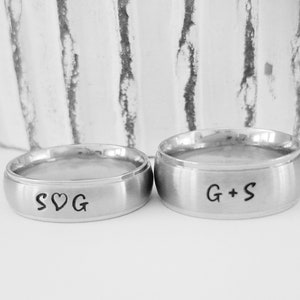 Personalized couples ring set/Custom wedding bands/Stainless steel Name Rings/Matching Name Rings/Name ring set/Promise Ring/His Her rings image 2