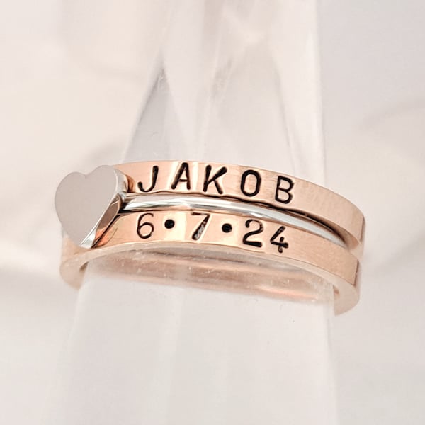 Double name ring/Mom stackable ring/Stacking name ring/Mothers ring/Rose Gold Mom ring/Personalized Name Ring/Mom ring/Mothers day ring