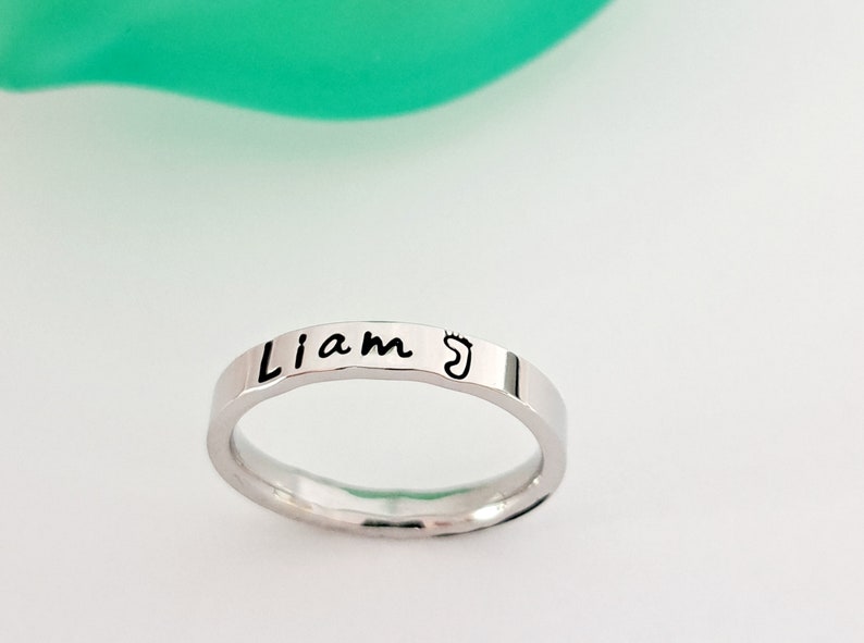 Mom name ring, multiple name ring. personalized ring. mom of 3 name rings. Silver name ring, stacking name ring, custom stacking name ring image 9