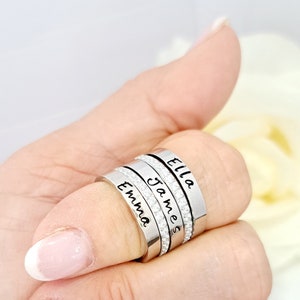 Mom name ring/Stacking name rings/Personalized name rings/Name ring set/Custom Mom Ring/Kids name ring/Grandma Name ring/Mom of 3 name ring